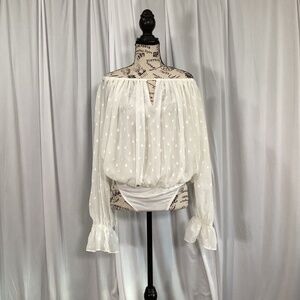 1568. Express Cream Colored Body Suit NWT Size L